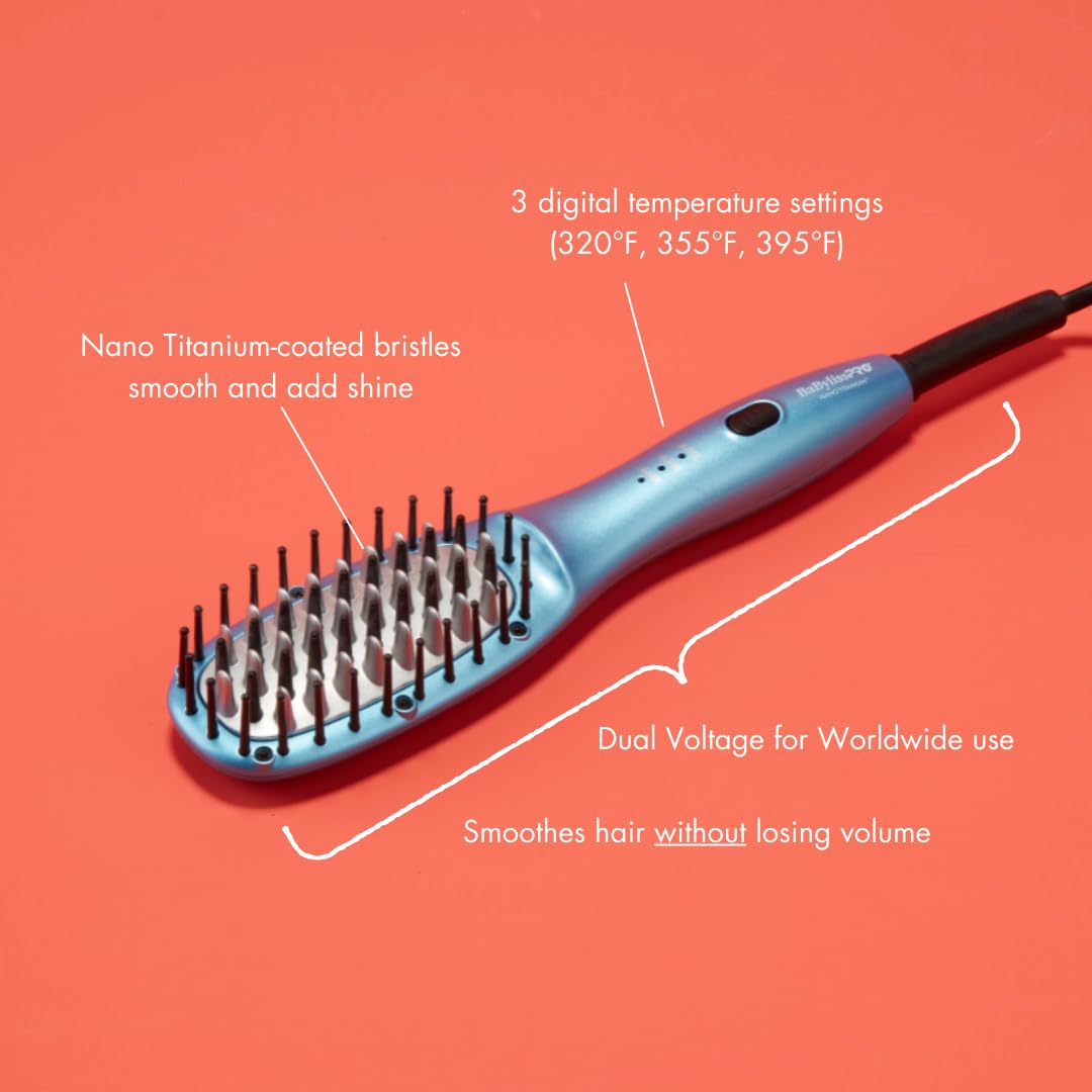 BaBylissPRO BaBylissPRO Nano Titanium Compact Thermal Paddle Brush, Hair Styling Tools & Appliances, BNTPB2UC, Blue