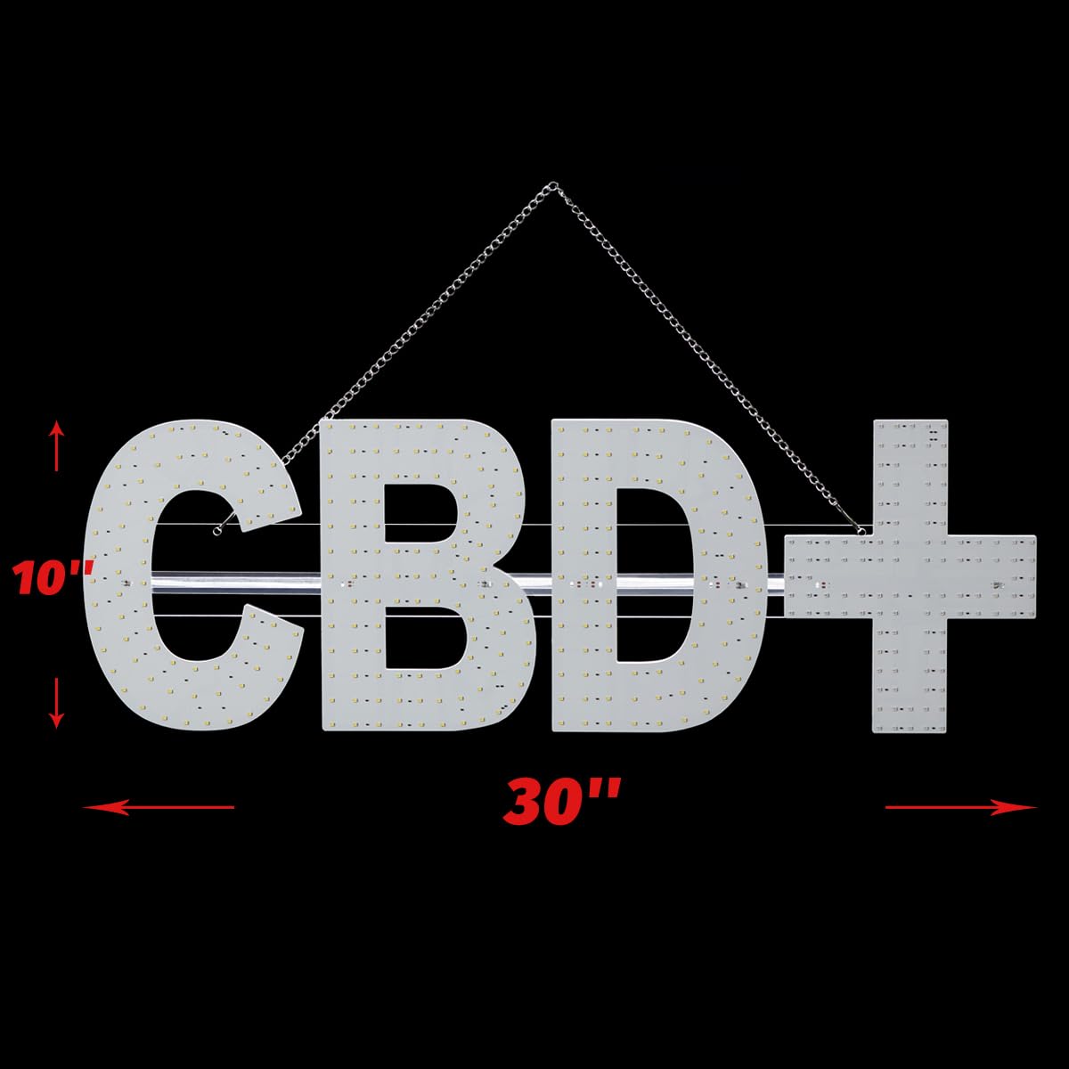 30"x10" Large LED CBD+ Sign for Smoke Shops, Super Bright Unique Design CBD+ Sign with Hanging Installation, High Visibility CBD+ Sign for Stores Retail Shops Window