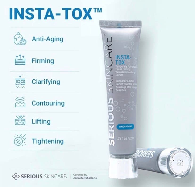 Serious Skincare INSTA-TOX Instant Wrinkle Smoothing Serum - Improves appearance of Fine Lines & Wrinkles - Temporary Skin Tightener - Instant Line Filler - Two .75 Fl Oz Tubes (2Pack)