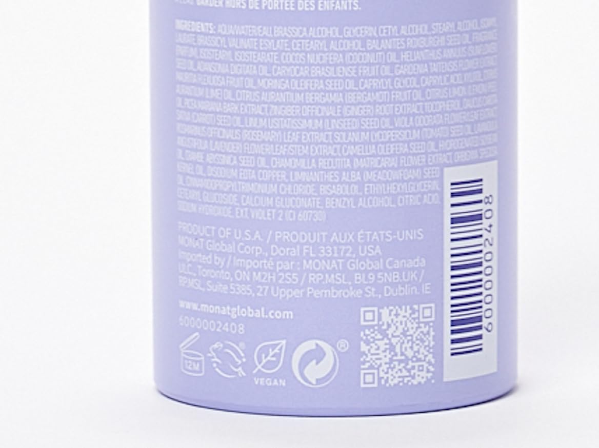 MONAT Violet Lights Anti-Brass Toning Masque – Natural Radiance – Illuminate Your Hair Naturally – Tone Unwanted Brassiness