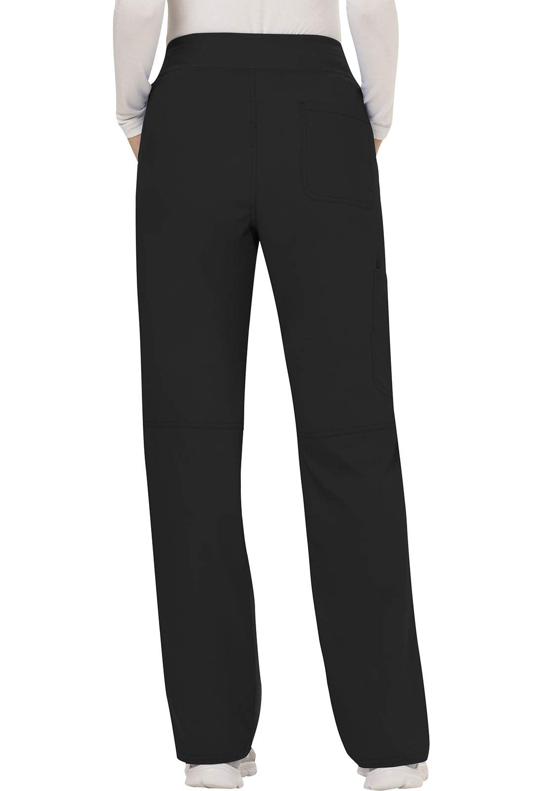 Cherokee Women's Mid Rise Straight Leg Pull-on Pant, Black, Large