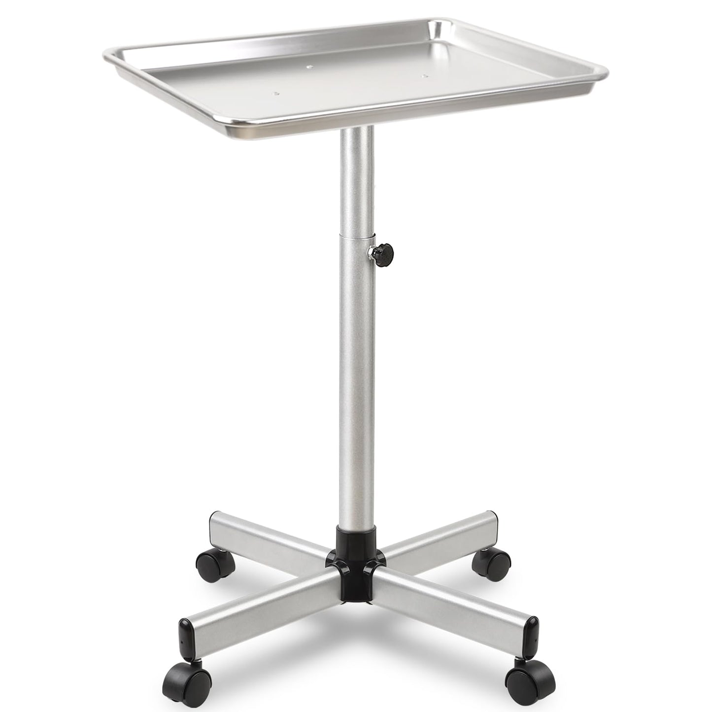 Salon Señor Salon Tray Cart,Aluminum Instrument Tattoo Trolley Tray with Wheels Adjustable Height,Height Adjustble Hair Color Storage Tray Cart