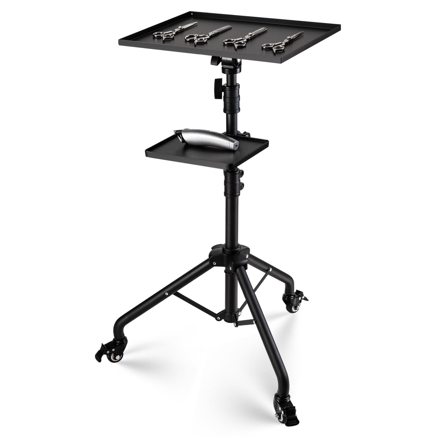 Noverlife Salon Tray Cart on Wheels with Storage Platform, Tattoo Rolling Tray Height Adjustable Salon Service Tray Tattoo Cart, Iron SPA Rolling Cart Portable Tattoo Table Stand for Salon Dental