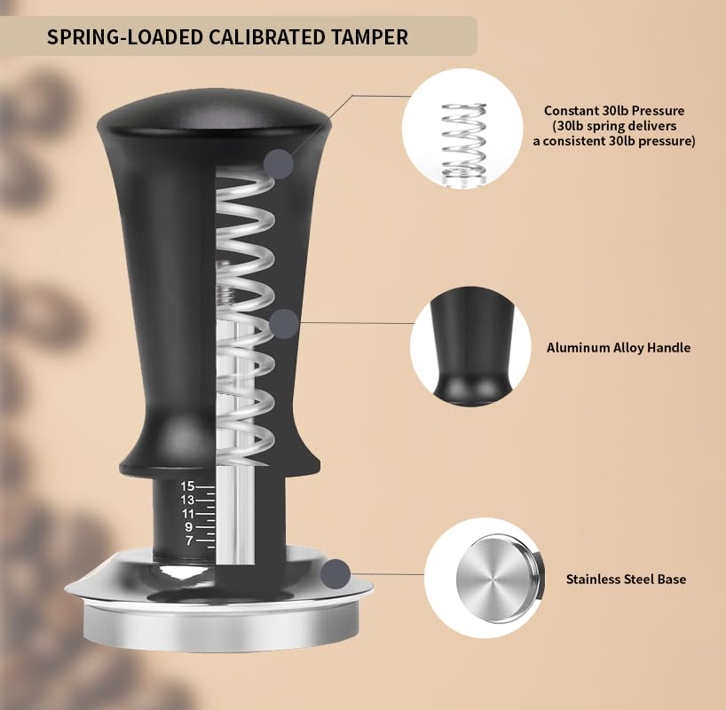 7 Pack Espresso Tamper Station&Coffee Distributor Tamper&Espresso WDT Stirrer&Coffee Tamping&Brush&Coffee Dosing Funnel&Espresso Puck Screen, Espresso Accessories for Bar Home Office (54 mm)