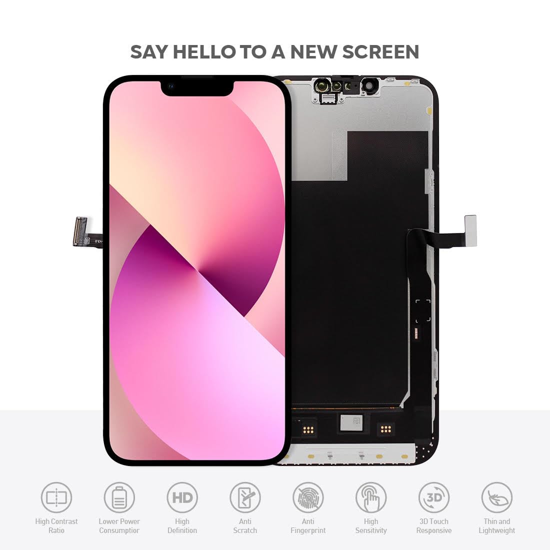 Ace Tech Cellular LCD Screen Replacement for iPhone 13 Pro Max (A2484, A2641, A2644, A2645, A2643) 6.7 inch Touch Screen Display Digitizer Frame Assembly W/Repair Kit + Tempered Glass + Adhesive