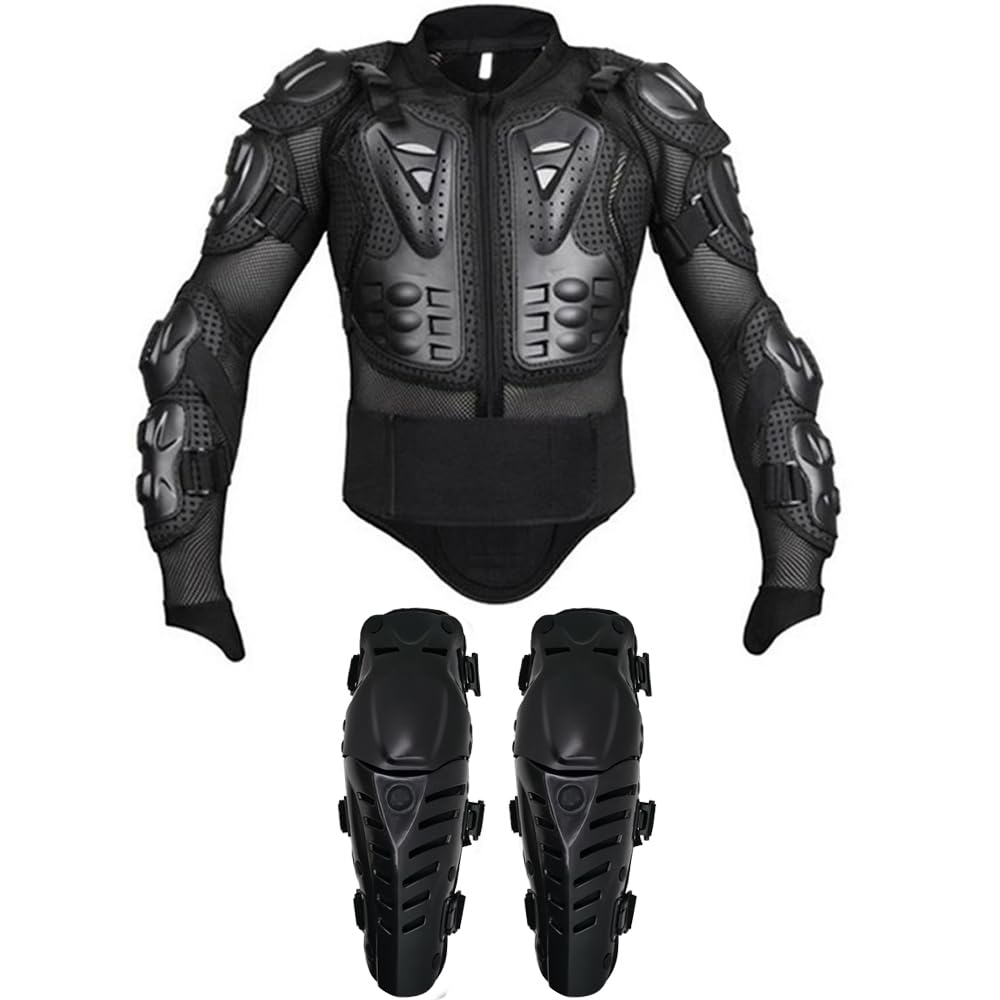 Adult Motorcycle Protective Jacket and Knee Pads, Motorcycle Accessories, Back Spine Chest Protector, Full Body Chest Armor for Motocross Dirt Bike Gear(XXL)