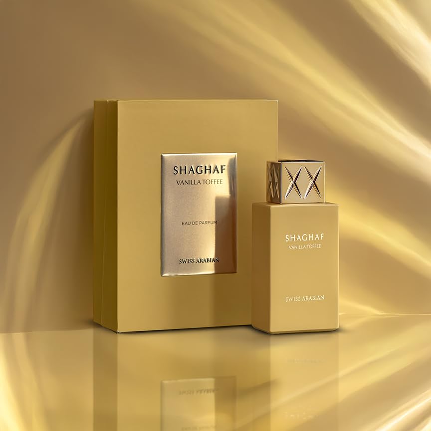 Swiss Arabian Shaghaf Vanilla Toffee - Arabian Perfume for Men and Women - Unisex Eau de Parfum - Dubai Long Lasting Perfume - Travel Size - 2.5 oz