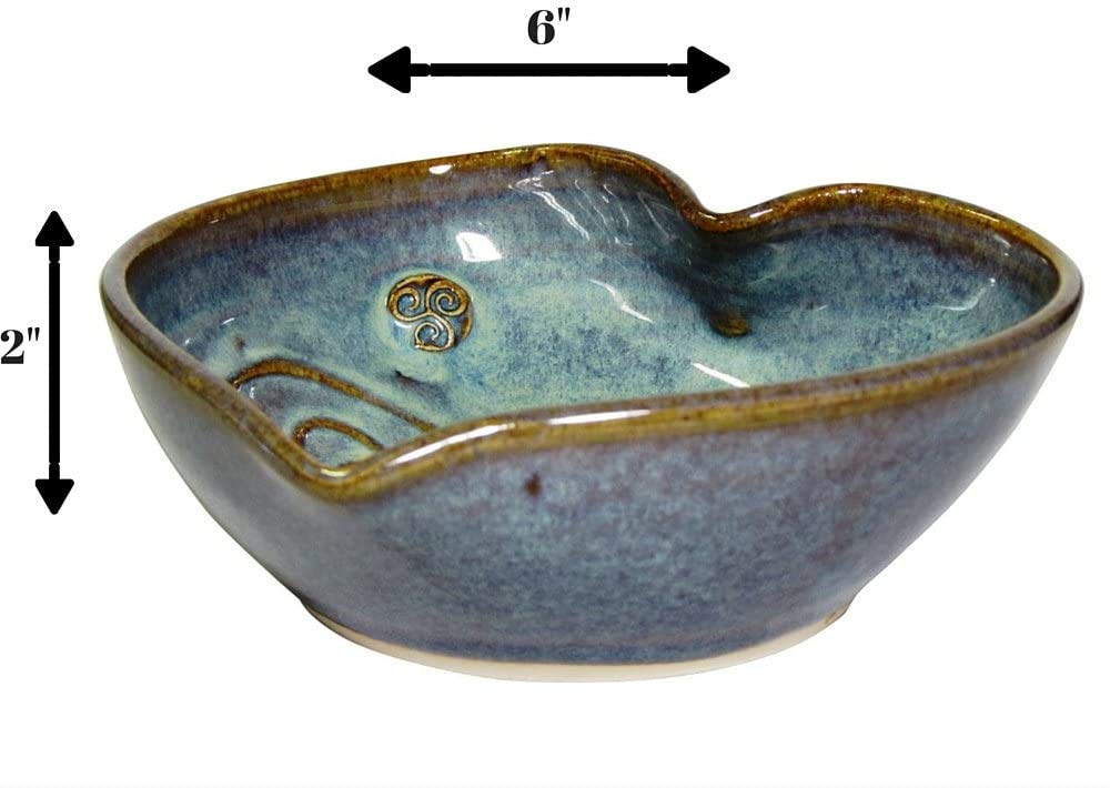 Castle Arch Pottery Irish Pottery Bowl Hand-Glazed, Heart Shaped Design 6" Diameter by 2" Height with Celtic Spiral Motif - Handcrafted In Ireland - Lead & Cadmium Free, Irish Gifts For Men & Women