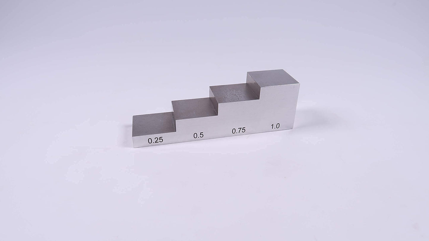 UT Aluminum Test Block& Calibration Thickness Block 4 Step 0.25"0.5"0.75"1" Inch with ABS Carrying case Ultrasonic Calibration Block Step Wedge with Certificate