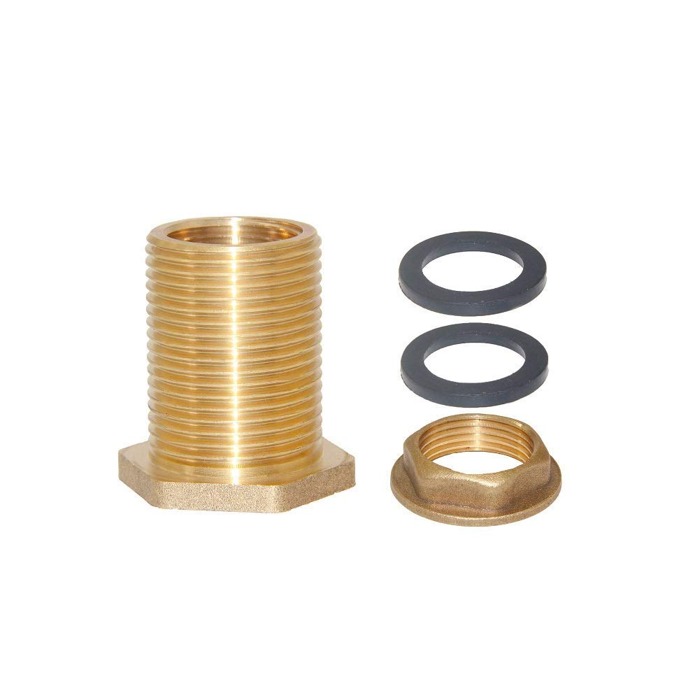 Joywayus 1-1/2" Female 2" Male Soild Brass Water Tank Connector Bulkhead Tank Fitting With 2 Rubber Ring Stablizing