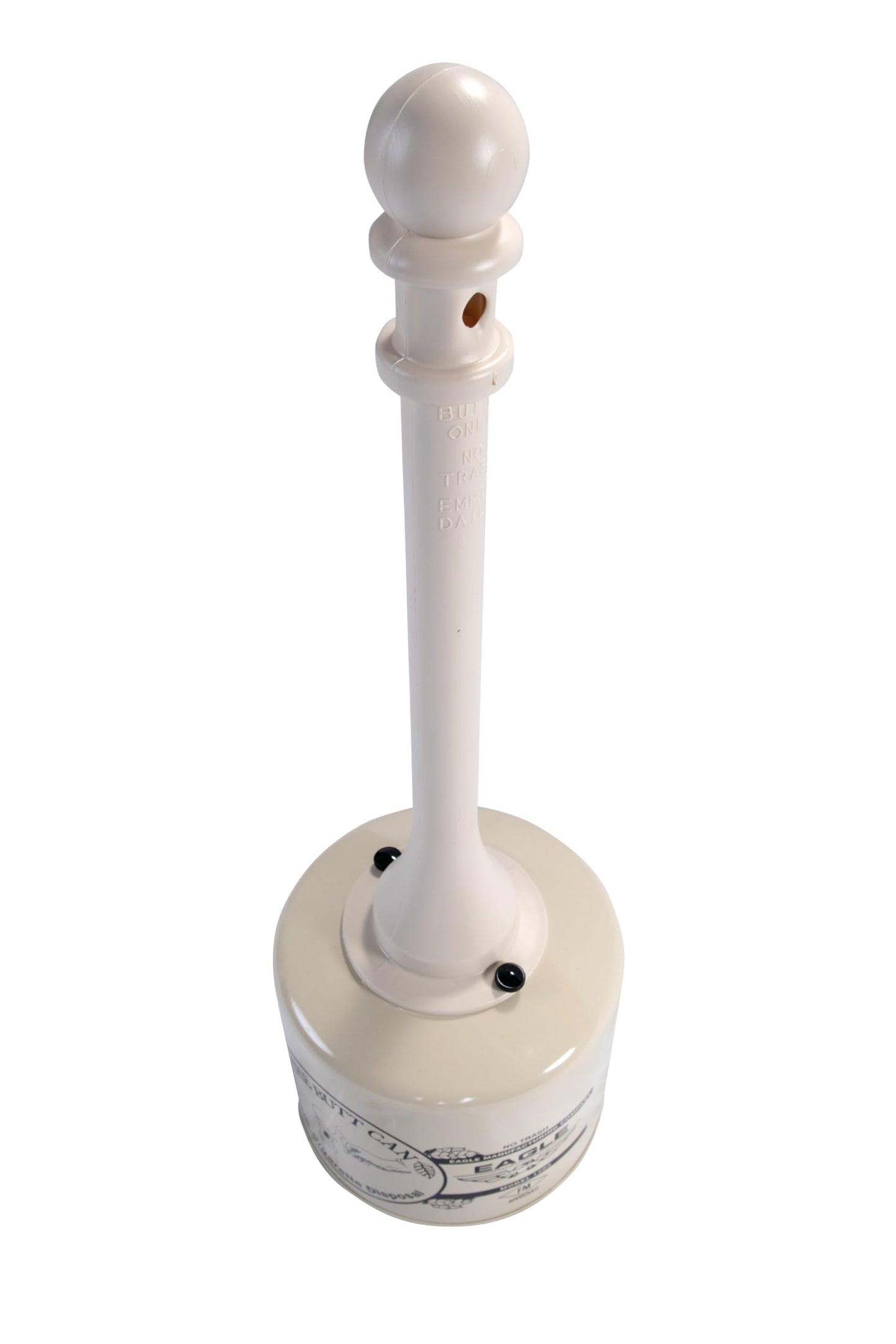 Eagle 1205BEI Galvanized Steel Cigarette Butt Receptacle, 5 gallon Capacity, 40" Height, 12" Diameter, Beige", "12" od x 40" h