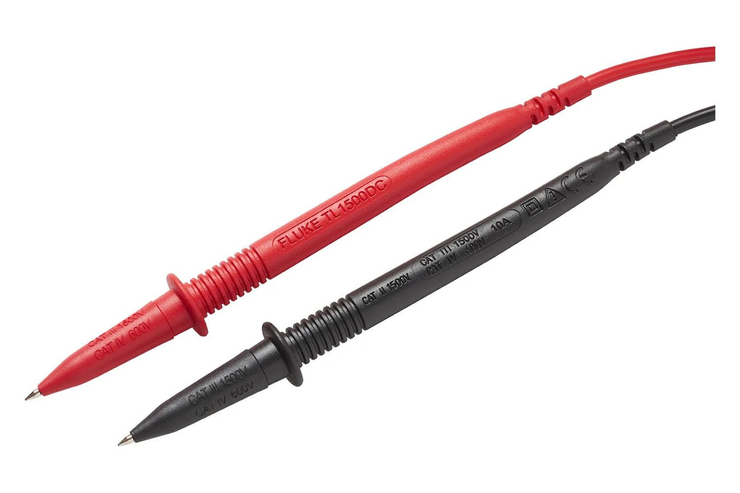 Fluke TL1500DC Insulated Test Leads, Measures Voltage Up to 1500 V DC, Rated CAT III 1500 V, CAT IV 600 V with Protective Cap, Compatible with Most Fluke Clamp Meters and Multimeters, PVC Insulated