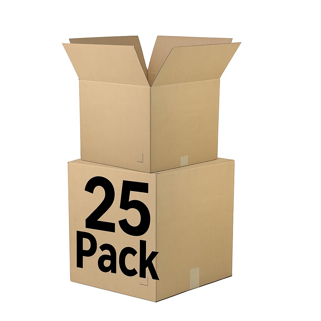 The Boxery 12"x12"x12" Brown/Kraft Corrugated Cardboard Shipping Boxes 25-Pack | Mailing, Packing, Moving & Storage for Business/Home – Durable - Eco-Friendly, Recyclable - Made in the USA