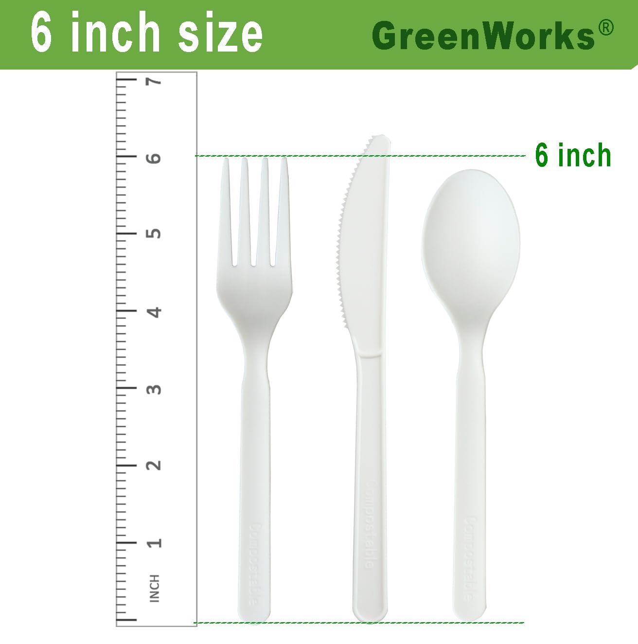 GreenWorks 1000 Count 6" Compostable Forks, BPI Certified,Bulk Cutlery Utensils Fork