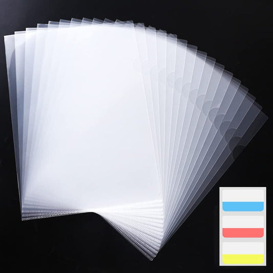 200 Pack Document Clear Plastic Folder Copy Safe Project Pocket L-Type US Letter Size A4 Paper Sleeves Folders in Transparent with 30 Pieces Index Tabs
