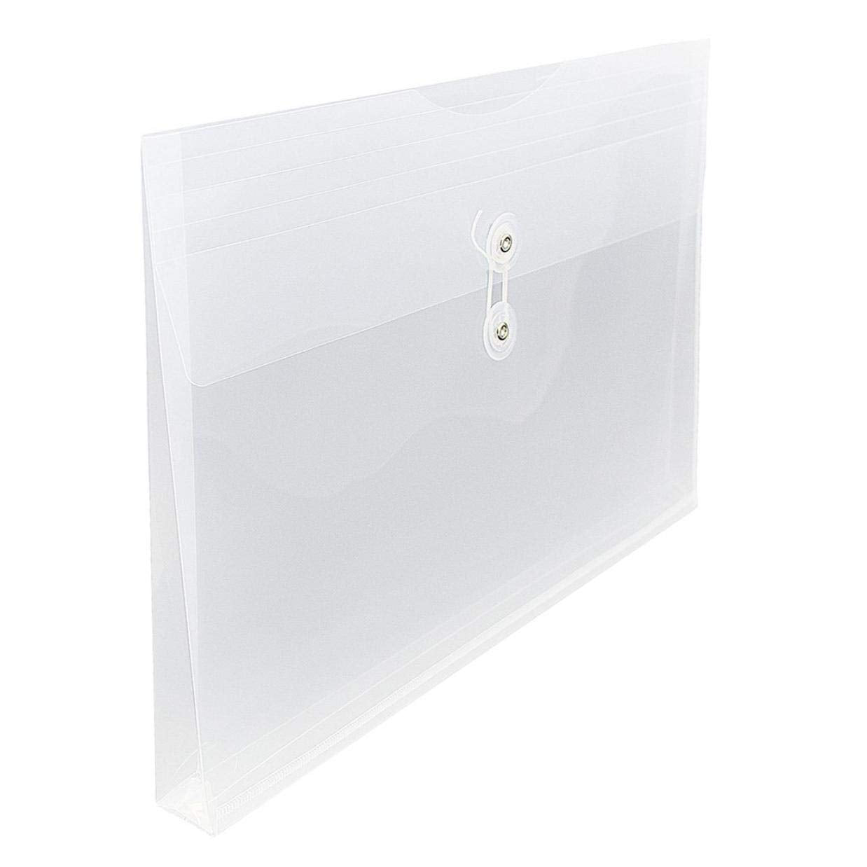 YESSART Clear String Closures Poly Envelopes Side Opening Folder Pocket Pack of 40 Bottom with Expanding Gusset (40 Pack)
