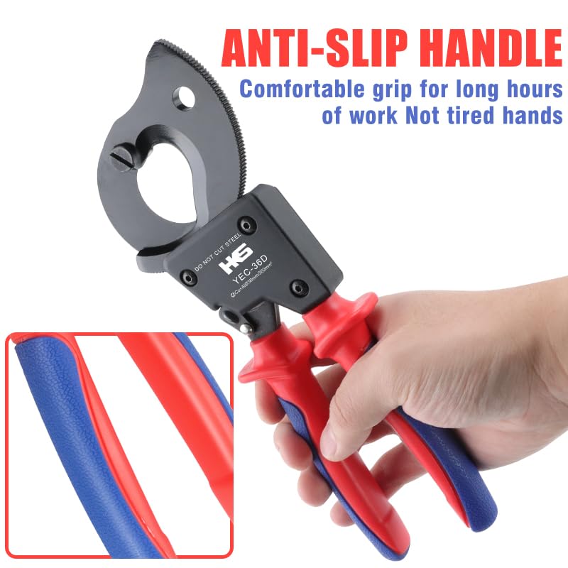 HKS Ratchet Cable Wire Cutter Heavy Duty for Cutting Electrical Aluminum Copper and Multi-core Cables up to 300mm² YEC-36D