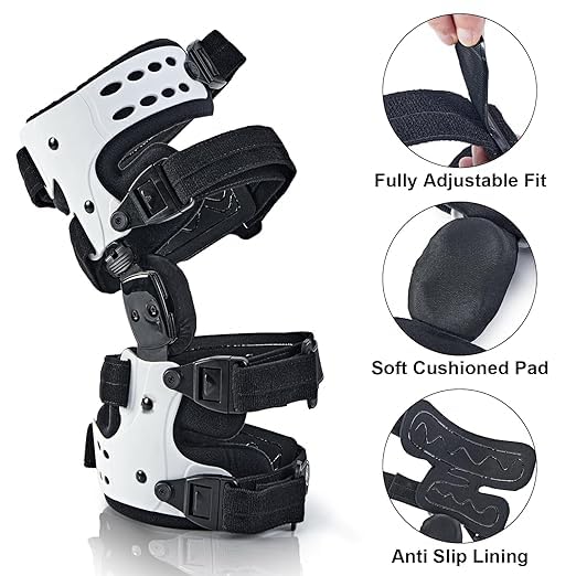 RISURRY OA Unloader Knee Brace-Unloader Knee Brace for Osteoarthritis, Arthritis Pain, Cartilage Repair, Bone on Bone Knee Joint Pain, Lateral Degeneration Knee Support (Right White)