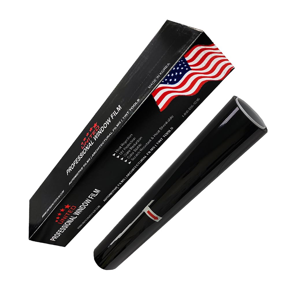 United Professional Window Tint 5% VLT 24" in x 100'Ft 1Ply Dyed Film Upgraded - Privacy Window Tint for Car, Home, Blocks UV/IR Rays, Reduce Heat & Glare - Adhesive Window Film Standard Black Color