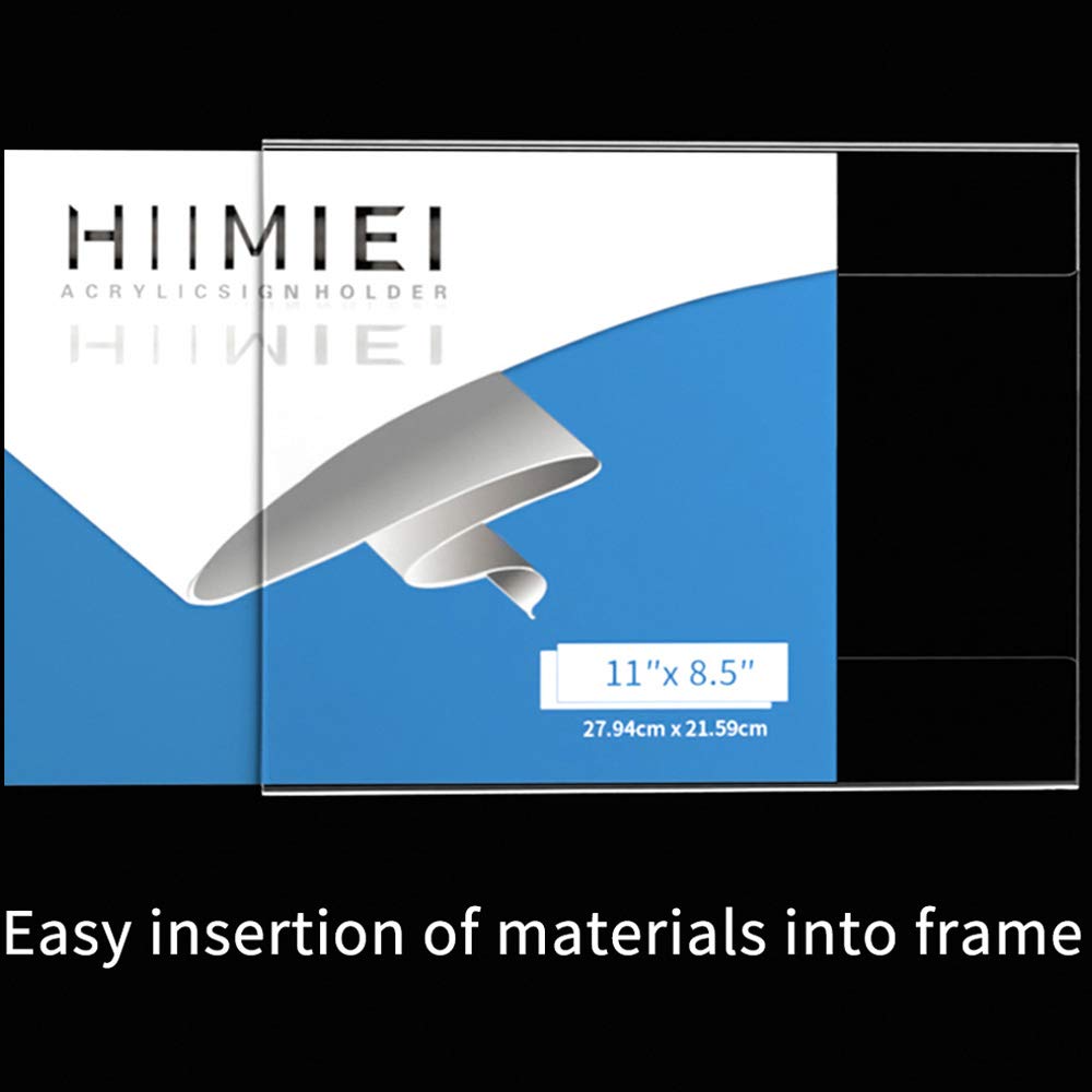 HIIMIEI Acrylic Wall Sign Holder 8.5 x 11 Inches Horizontal 12 Pack, Clear Plexiglass Display Sign Holders Adhesive with 3M Tape, Plastic Photo Ads Frames for Office Hospital Hotel Store