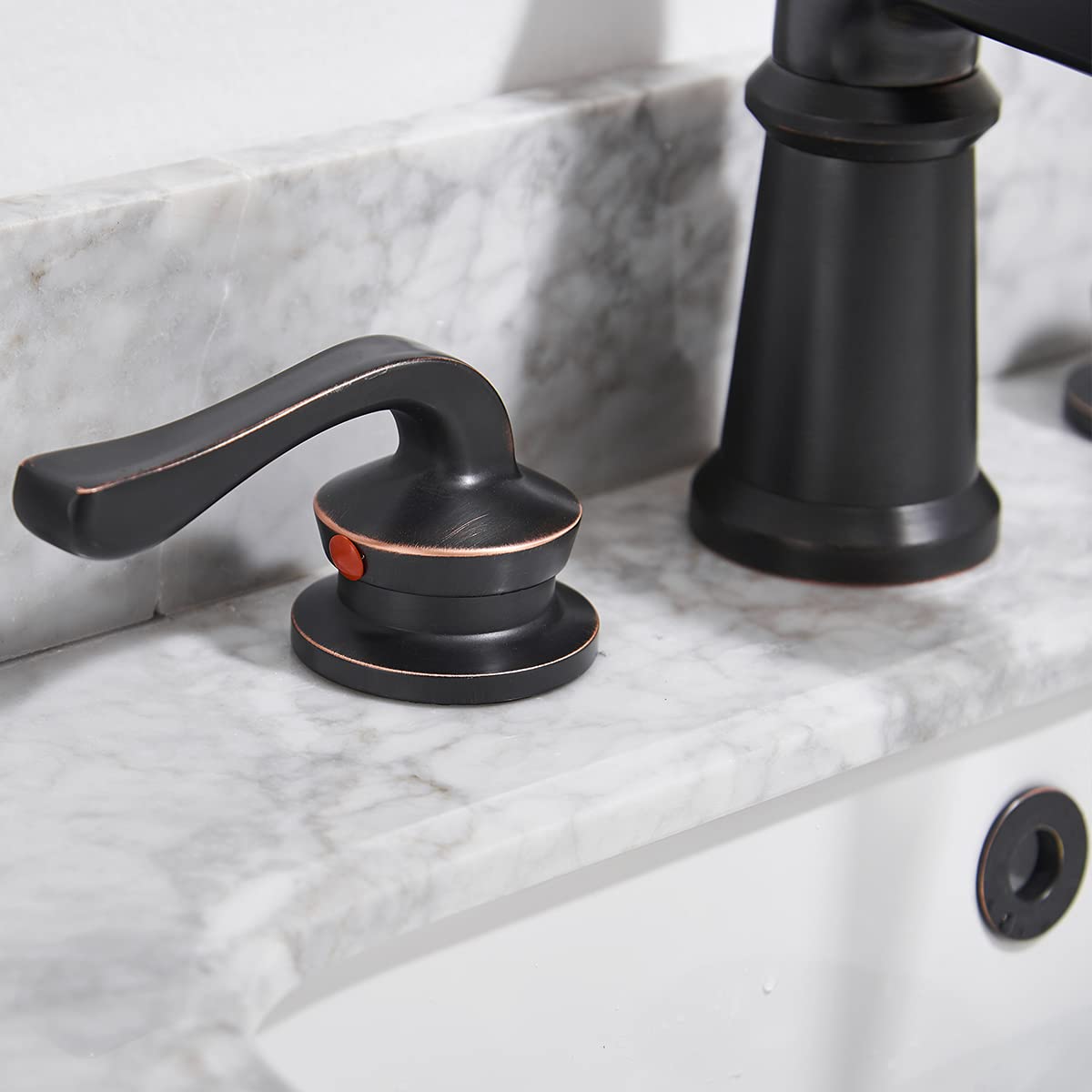 Homevacious Widespread Bathroom Faucet Oil Rubbed Bronze Waterfall 2-Handle with Pop up Drain Assembly Farmhouse 3 Holes 8-16 Inch Sink Rustic Mixer Tap Overflow Commercial Supply Line