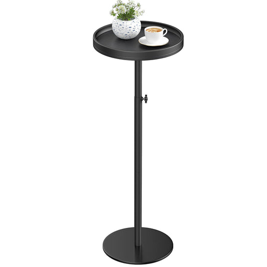 cozynest home Height Adjustable Drink Table, Small Round Side Table, Weighted Martini Pedestal Tables for Small Spaces, Living Room, Bedroom, Sofa Couch, Office, Black