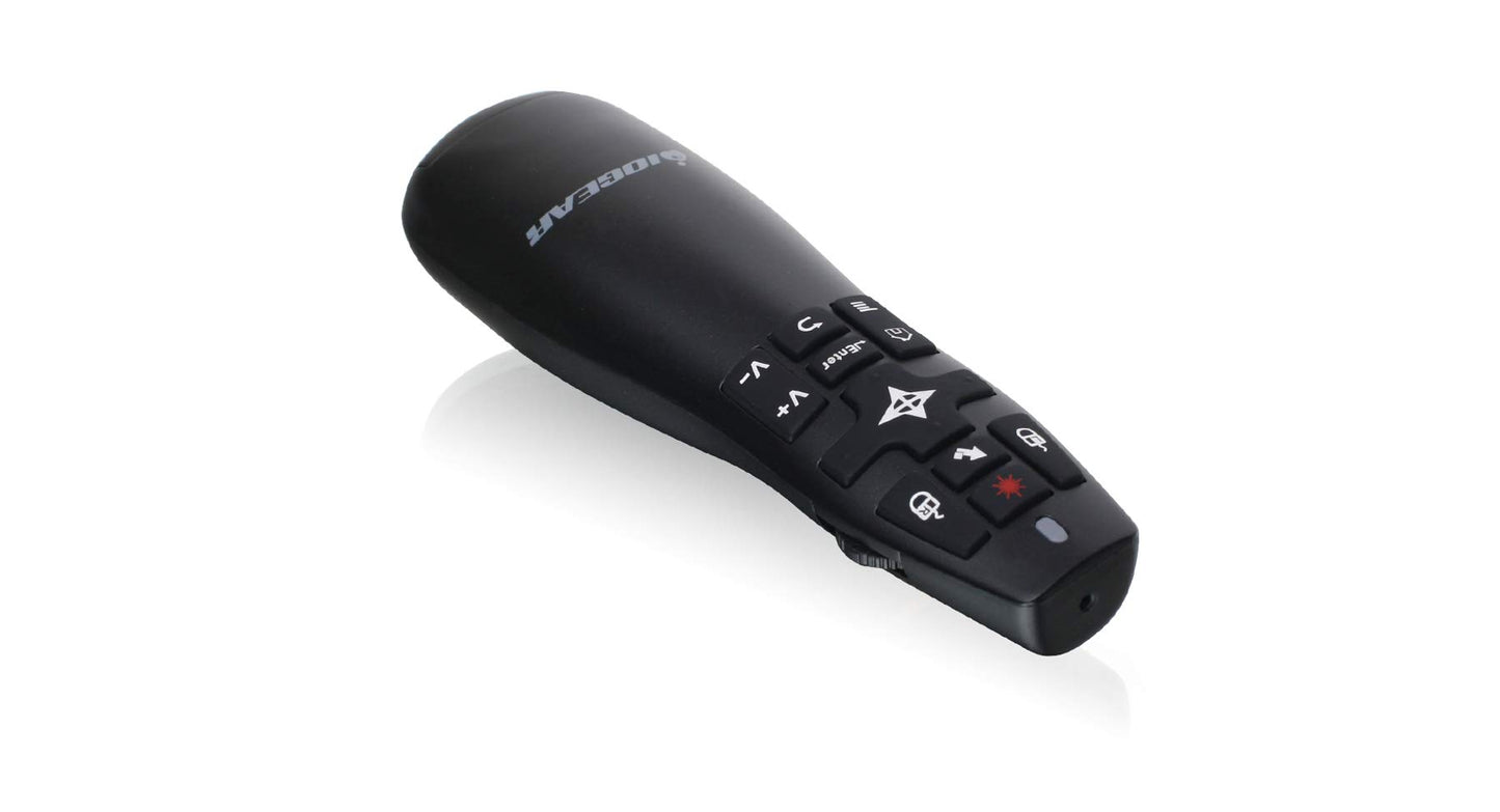 IOGEAR Red Point Pro 2.4GHz Gyroscopic Presentation Laser Pointer - Remote Mouse Clicker - Up To 65Ft - Keynote Presenter - GME430R