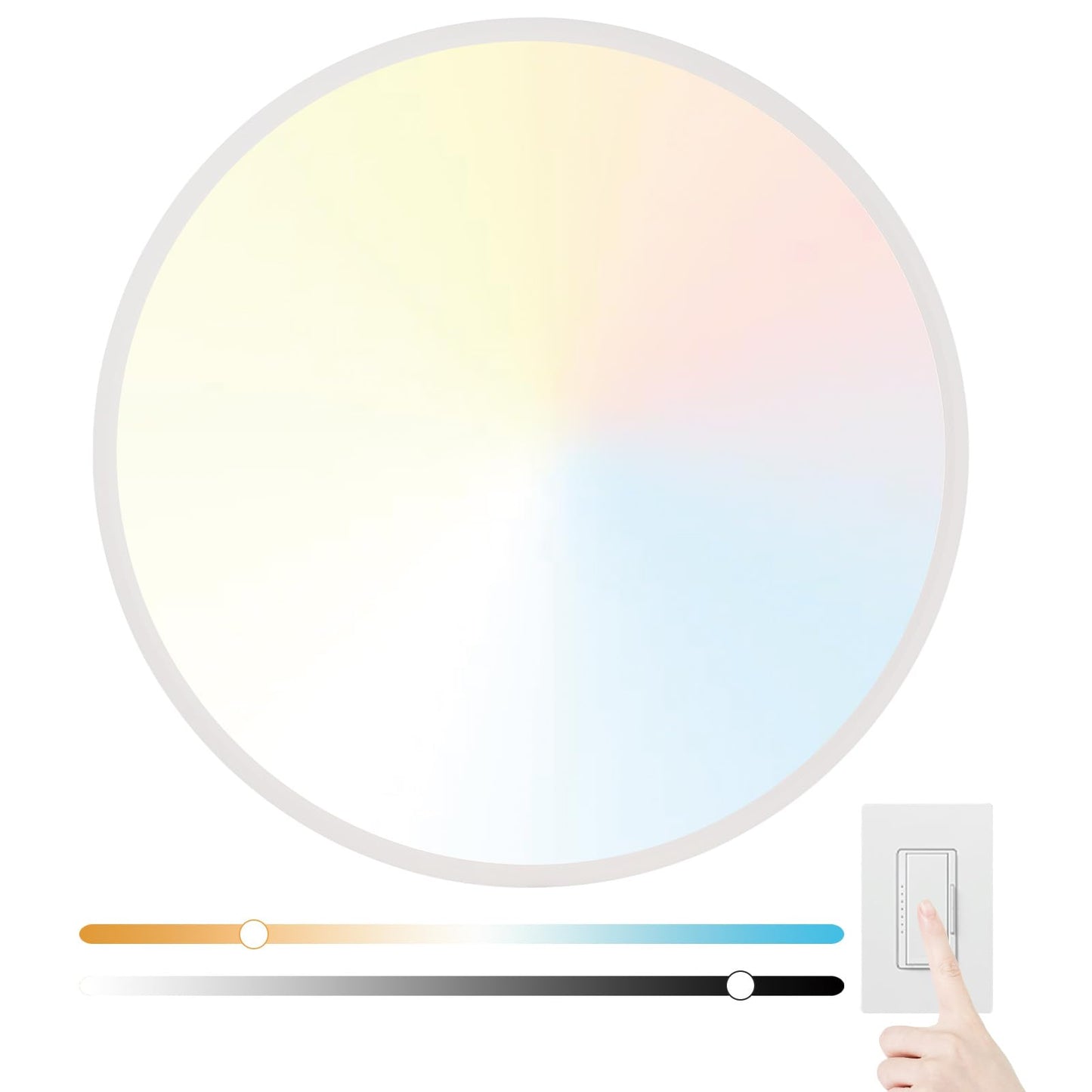 Stkzenod 24 Inch Large LED Flush Mount Ceiling Light Fixture,55W,5600LM,3000K/4000K/6000K CCT Selectable,0.9 inch Super Slim Round Ceiling Light for Bedroom,Hallway,Kitchen (Dimmable White 1PK)