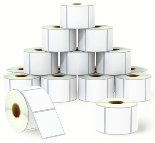 BETCKEY - 2" x 2" (51 mm x 51 mm) Square Labels Compatible with Zebra & Rollo Label Printer,Premium Adhesive & Perforated [16 Rolls, 12000 Labels]