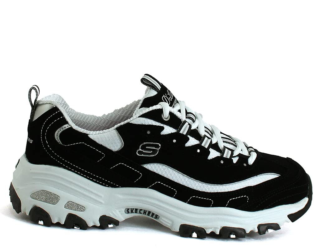 Skechers Women's D'lites - Me Time, Black/White, 8.5 Wide