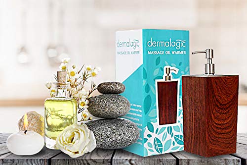 DERMALOGIC Massage Oil Warmer for Pro Spa Massage, Home Lotion Warmer with Aluminum Bottle Pump Set, Plug-in Oil Heater Beauty Salon Treatment Equipment