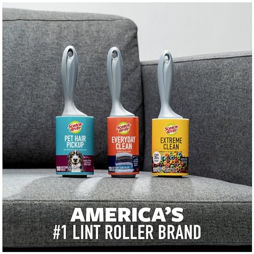 Scotch-Brite Extreme Clean Lint Roller, 50 Percent Stickier, Works Great On Pet Hair, 100 Sheets