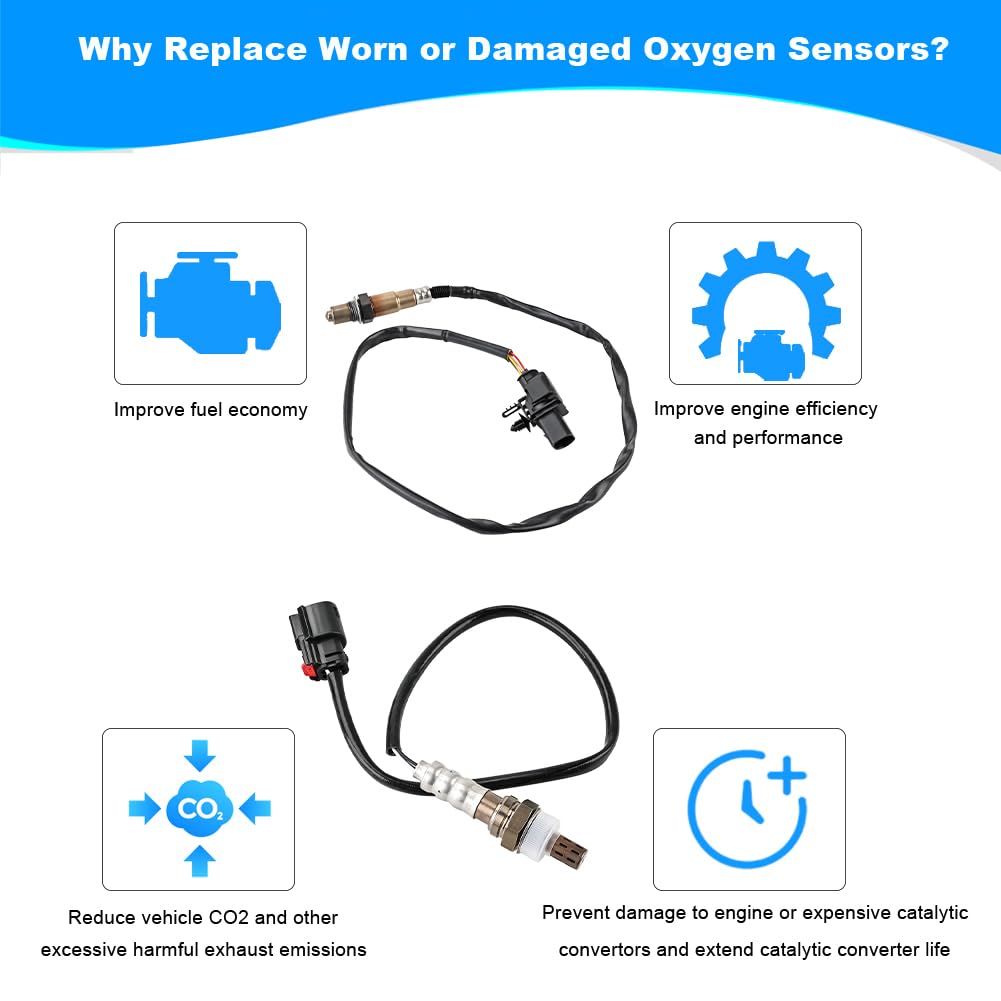 JDMON 4PCS O2 Oxygen Sensor Upstream & Downstream Replacement for Ford F150 V6 3.5L 2011-2014 Turbocharged Compatible with 234-5076, 234-5113, 234-4490, 8F9Z9F472E, 8F9Z9F472B, BE5Z9G444A