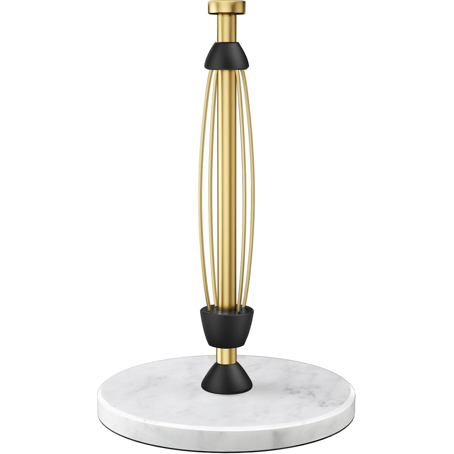 Paper Towel Holder Countertop, Marble Weighted Base, Warm Gold, One-Handed Tear, Freestanding Paper Towel Stand Rack with Ratchet Mechanism for Kitchen Bathroom Essential Decor Accessories