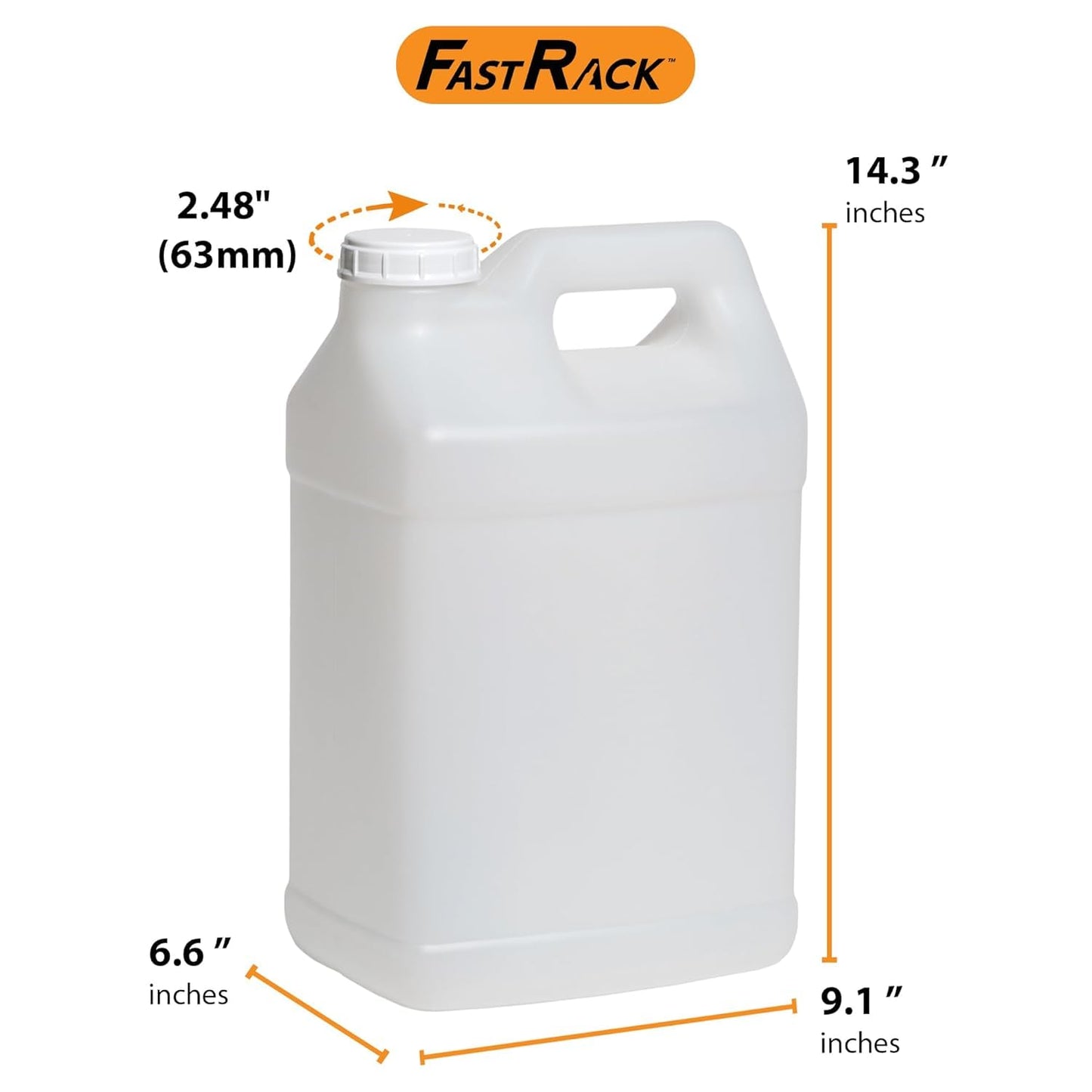 FastRack 2.5 Gallon Water Jug (Pack of 7) w/ 1 Black Rubber Cap Gripper | Reusable Plastic Jug with lid for Liquids | Heavy-Duty Water Container for Storage, Camping | BPA-Free Gallon Jugs with Lids