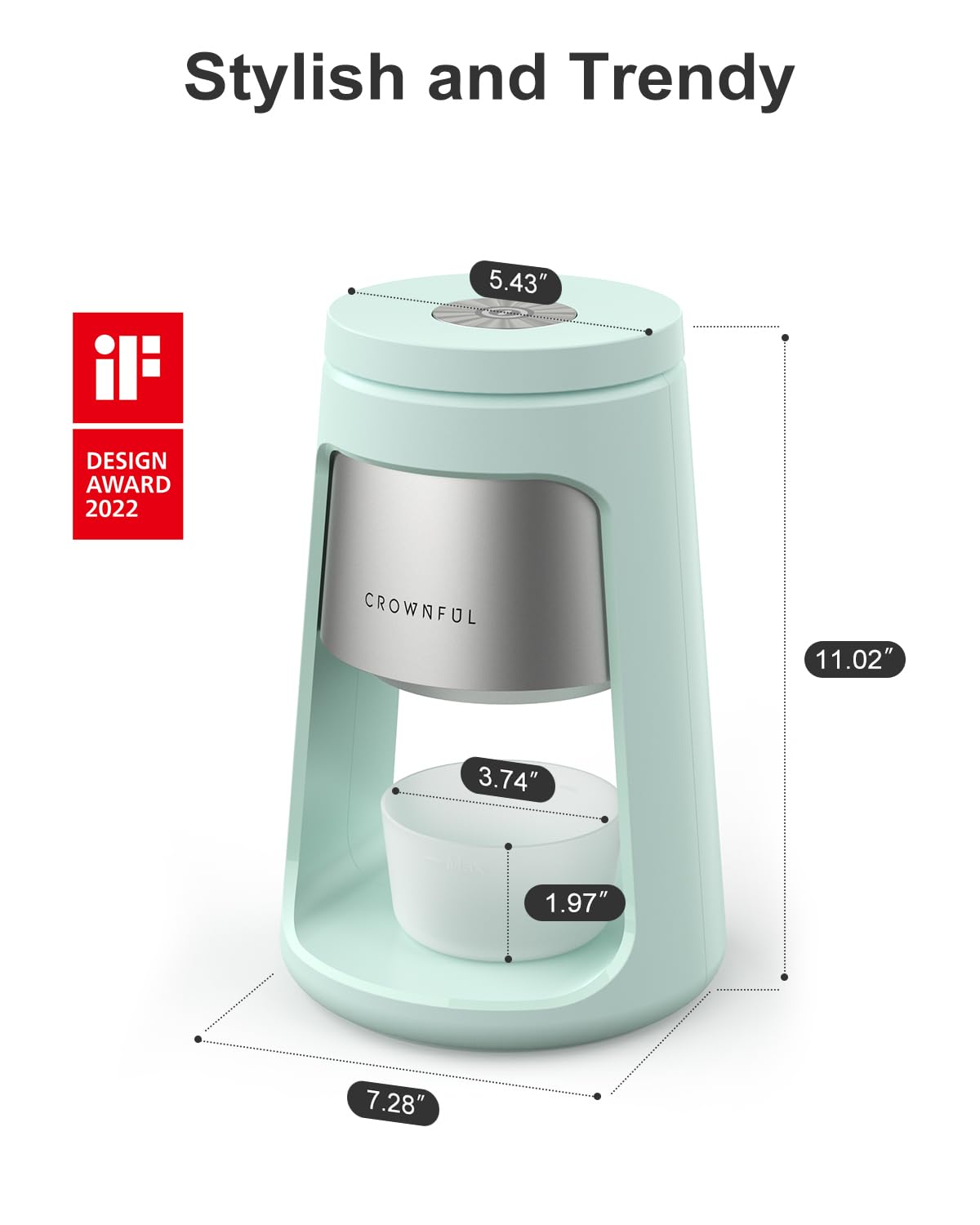 CROWNFUL Shaved Ice Machine, Snow Cone Machine with 2 Ice Cups, Ice Shaver Machine for Snow Cones, Snowballs, Frozen Cocktails and More, Easy to DIY with Snow Cone Syrup at Home,Gifts for Men&Women