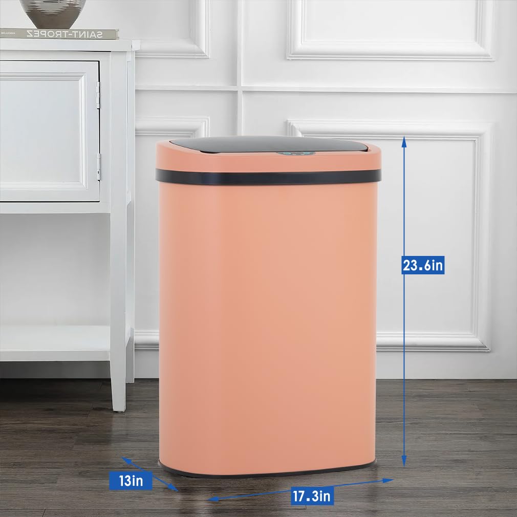 FDW Garbage Can 13 Gallon 50 Liter Kitchen Trash Can for Bathroom Bedroom Home Office Automatic Touch Free High-Capacity with Lid Brushed Stainless Steel Waste Bin