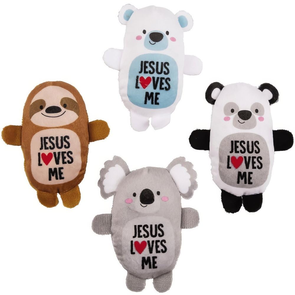 Fun Express - Jesus Loves Me Plush Animal Assortment - Toys - Plush - Bean Bag Animals - 50 Pieces
