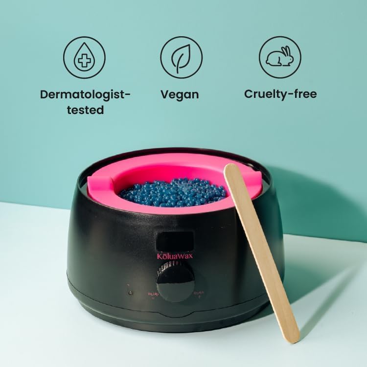 KoluaWax Premium Waxing Kit for Women - Hot Melt Hard Wax Warmer for Hair Removal, Eyebrow, Bikini, Legs, Face, Brazilian Wax - Machine (Pack of 4) Beads, Accessories, Black