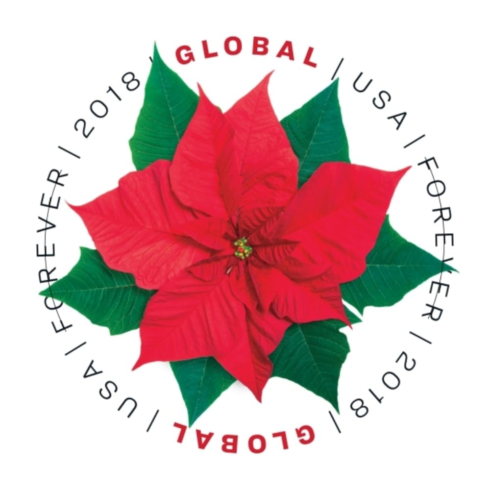 Global Poinsettia 2 Sheets of 10 International First Class Forever US Postage Stamps Mail Holiday Celebration Flower (20 stamps)