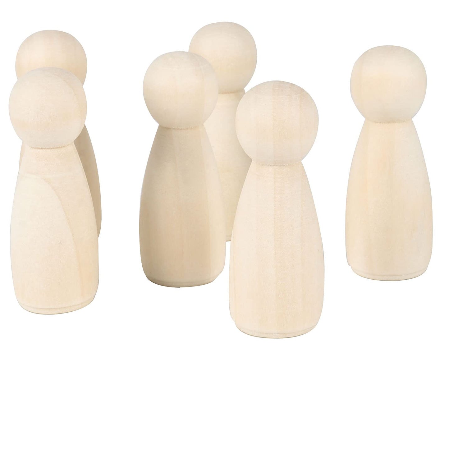 JAPCHET 50 Pack 3-1/2 Inch Unfinished Jumbo Wood Peg Dolls, Wooden Peg People Doll Bodies, Wooden Figures for Painting, DIY Art Craft Projects, Home Decor