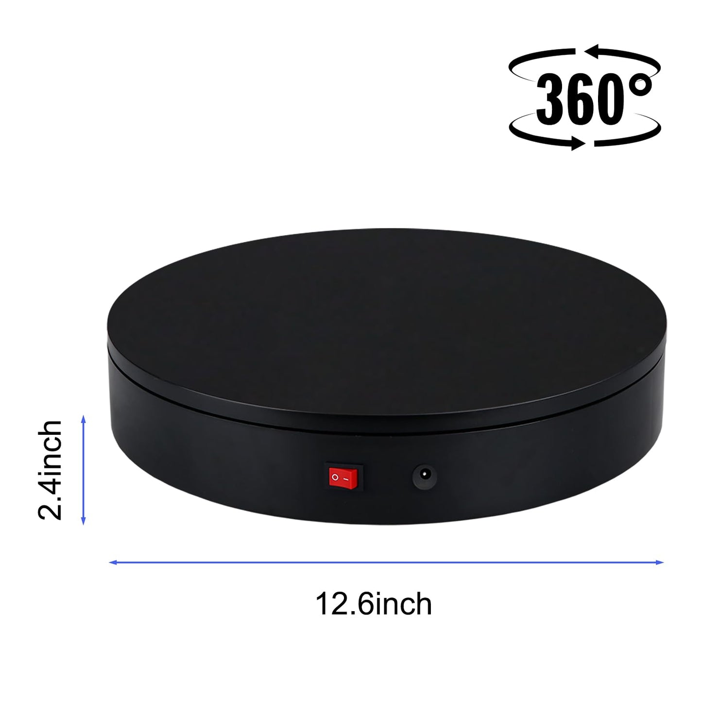 ComXim 360 Degree Motorized Rotating Display Stand for Display,Automatic Electric Turntable with Remote Control 88-200Lbs Load,12.6in, Photography Turntable to Control Angle, Speed and Direction