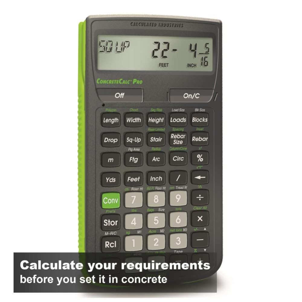 Calculated Industries 4225 ConcreteCalc Pro Advanced Feet-Inch-Fraction, Metric Construction-Math Calculator Tool for Concrete, Masonry, Paving Contractors and Estimators