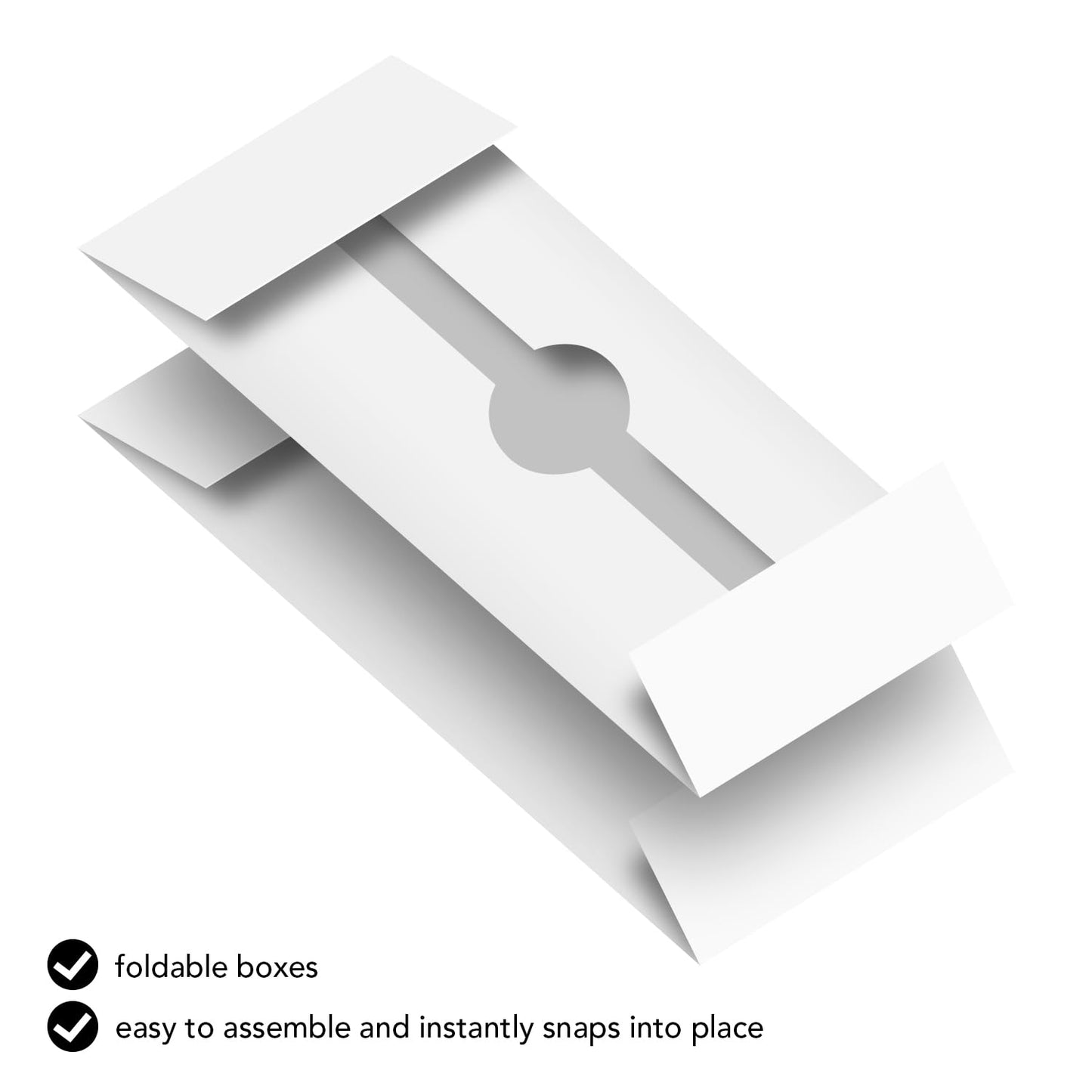 White Business Card Folding Box - Thick and Sturdy Cardboard Boxes for Storage Containers, Packaging, Card Holder and Organizer - 25 per Pack (4" x 3 1/2" x 2")