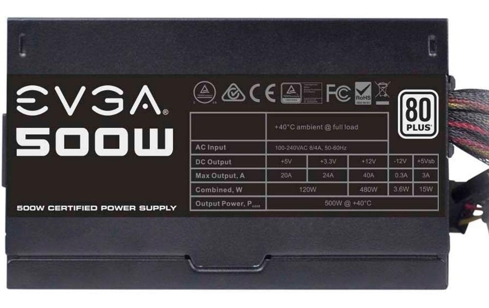 EVGA 500 W1, 80+ WHITE 500W Power Supply( 100-W1-0500-KR)