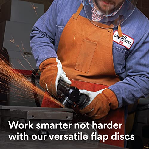3M Flap Disc 769F, Type 27, 40+, 4-1/2 in x 7/8 in, High Performance Abrasive, Ceramic Precision-Shaped Grain Grinding and Finishing Disc, Carbon Steel, Stainless Steel