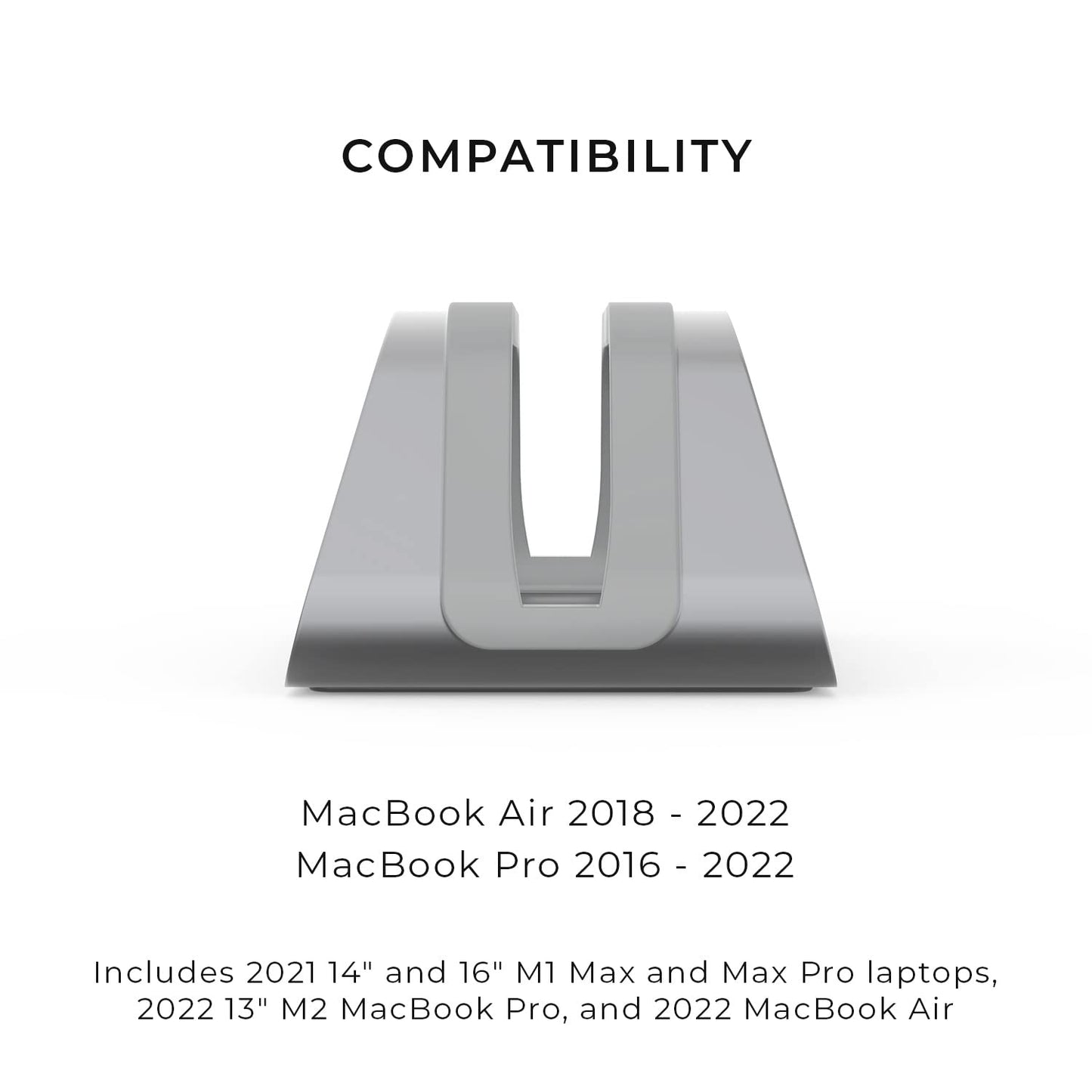 HumanCentric Vertical Laptop Stand for MacBook, Compatible with MacBook Pro Stand, MacBook Air Stand, Laptop Holder for Apple Laptop Desk Stand, Laptop Vertical Stand, MacBook Stand in Space Gray