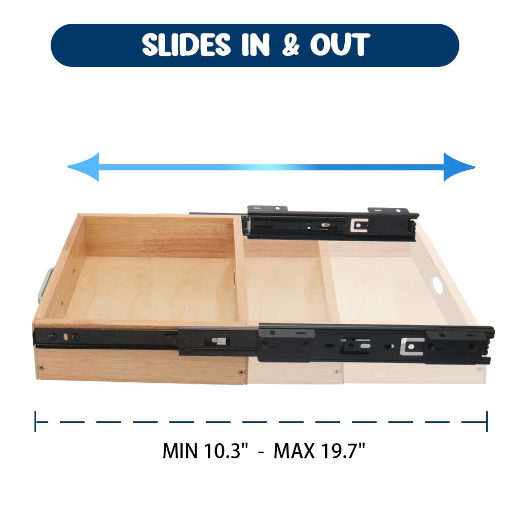 Under Desk Drawer Storage Organizer - Wooden Mounted Sliding Pull-out Drawer, Hidden Desktop Organizer for Office