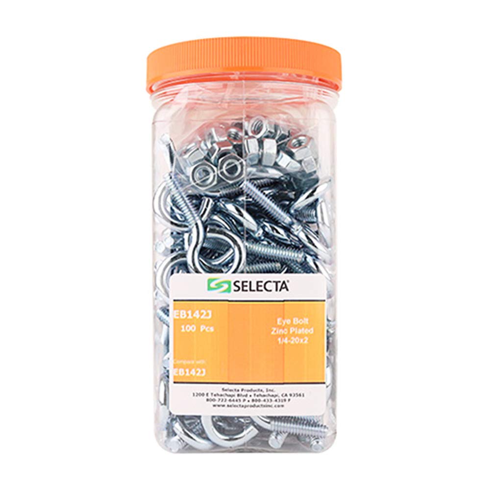 Steel 1-1/4-20 x 2 Eye Bolts with Hex Nuts, 100