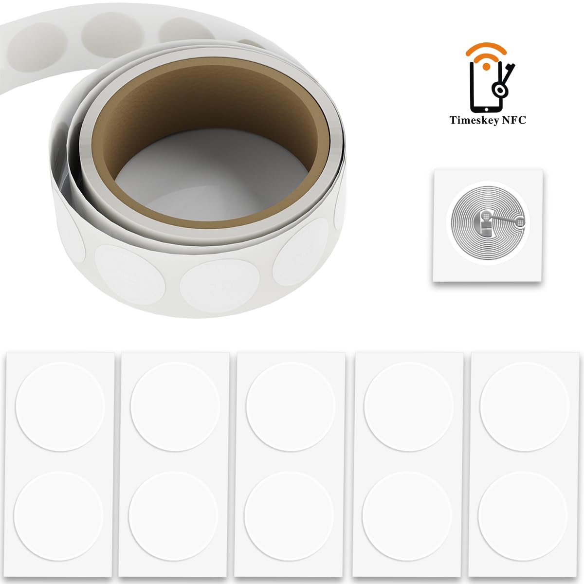 1000 pcs M-ifare Classic 1k NFC Tag Stickers 13.56mhz RFID Sticker iso 14443a RFID Sticker M-ifare 1k S50 RFID Self-Adhesive 1 inch Round